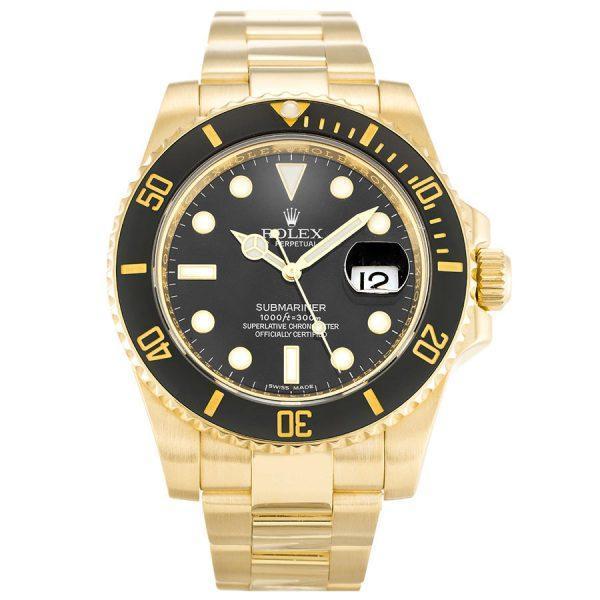 Clon Suizo Replica Rolex Submariner Oro Completo Esfera Negra