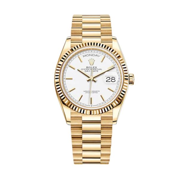Rolex Day Date Gold With White Dial Replica Clone Model 2022 1 Rolex Day Date Gold With White Dial Replica