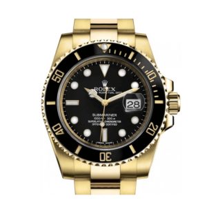 Replica Swiss Clone Rolex Submariner full Gold with Black Dial
