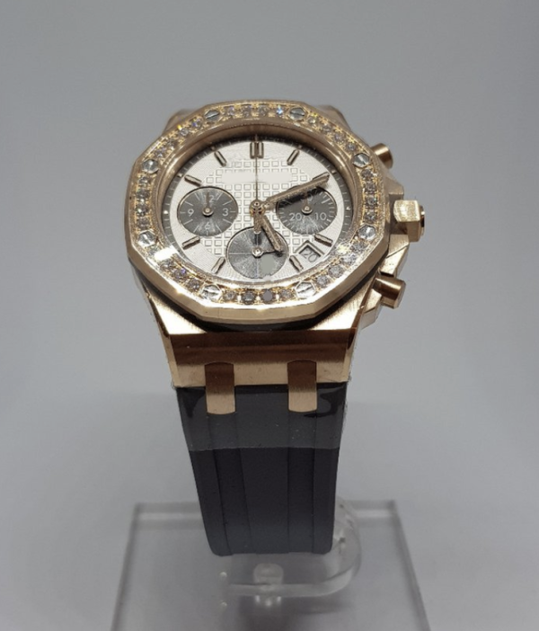 Best Swiss Clone Ap Replica Offshore 37Mm - Rose Gold/Diamond Rubber Band