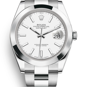 Replica AAAA+ Rolex Datejust 41 Steel White Dial Smooth Bezel Oyster Watch 126300 - IP Empire Replica Watches