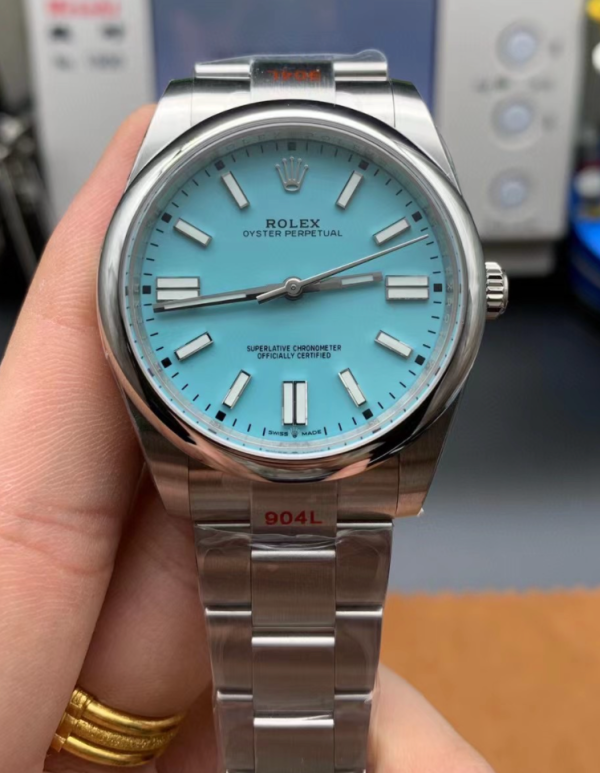 Top Clone Rolex Oyster Perpetual 41 Mm Turquoise Tiffany Blue Dial Ref.124300 Movement Replica - Ip Empire Replica Watches