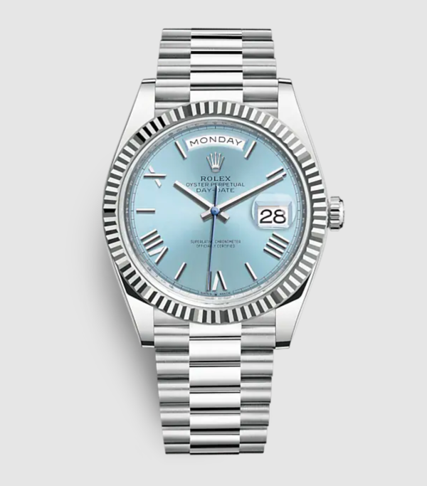 Rolex Day Date White Gold Turquoise Dial Replica Clone Model 2022 2 Replica Clone Day Date Rolex White Gold With Turquise Dial New Model 2022 - Ip Empire Replica Watches