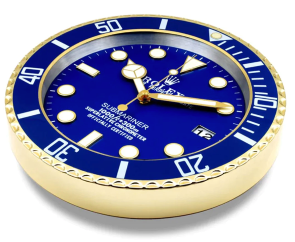 Rolex Wall Clock Submariner Blue / Gold Wall-Clock 2 Rolex Wall Clock Submariner Blue / Gold Wall-Clock In Stock.