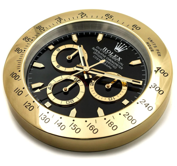 Golden Daytona Black Dial Wall Clock 2 Golden Daytona Black Dial Wall Clock