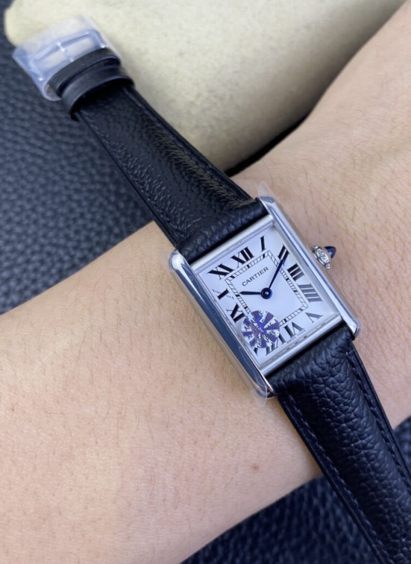 Reloj Cartier Tank Replica Correa De Piel Negra 2 Réplica De Reloj Cartier Tank