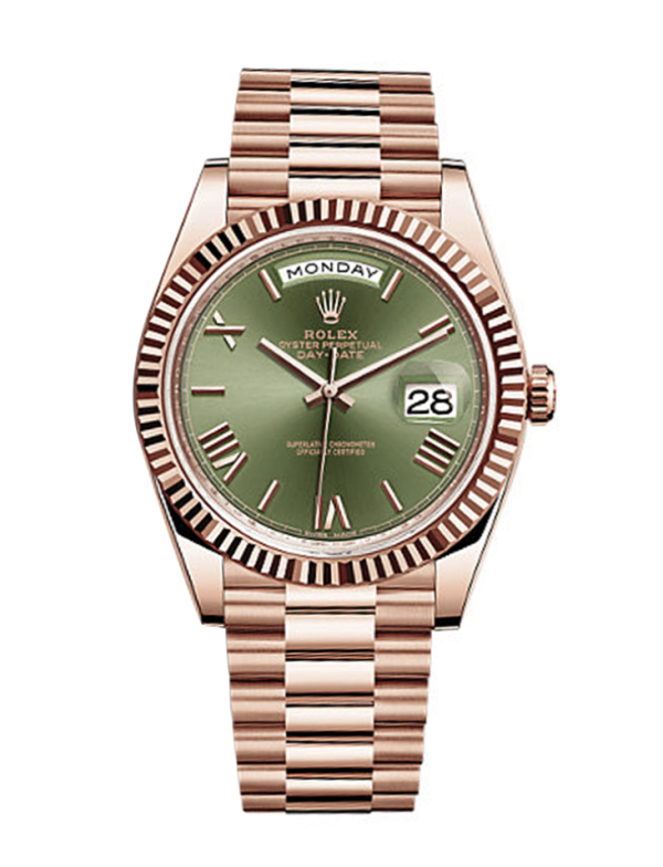Super Clone Replica Day Date Rose Gold Green Dial