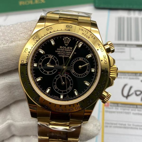 Mejor Clon Suizo Replica Rolex Daytona Oro Esfera Negra 18 Réplica Rolex Daytona De Oro