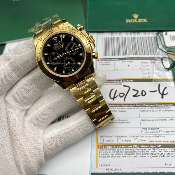 Mejor Clon Suizo Replica Rolex Daytona Oro Esfera Negra 24 Réplica Rolex Daytona De Oro