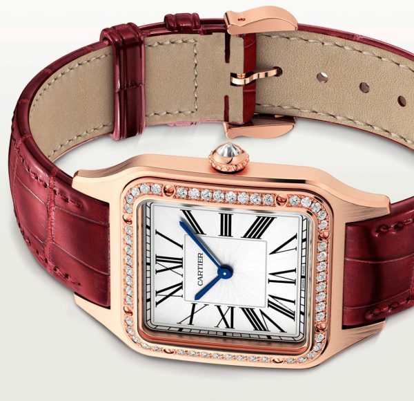Cartier Santos Dumont Rose Diamonds Replica 3 Cartier Santos 18K Rose Gold &Amp; Diamonds Ladys Watch, Wjsa0016 - Ip Empire Replica Watches