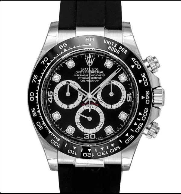 Replica Rolex Daytona Diamond Bezel White Gold Automatic Black Dial 1 Replica Rolex Cosmograph Daytona 18Ct White Gold Automatic Black Dial Diamonds Mens Watch - Ip Empire Replica Watches