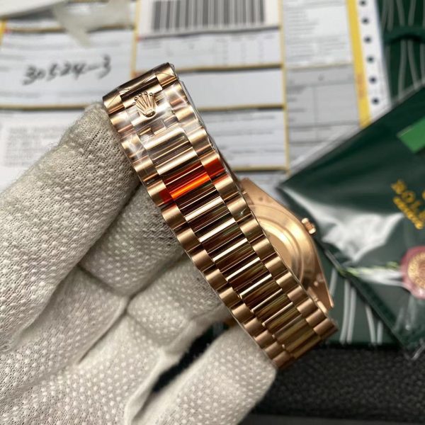 Super Clone Replica Day Date Rose Gold Green Dial