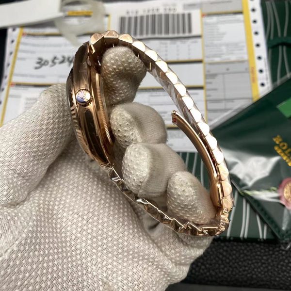 Super Clone Replica Day Date Rose Gold Green Dial