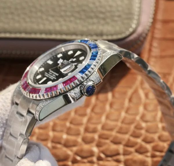 Rolex Submariner Silver Blue/Red Replica Diamond 40Mm Top Swiss Clone 2 Submariner Silver Blue / Red Diamond 40Mm Top Swiss Clone - Ip Empire Replica Watches