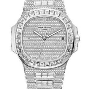 Swiss Clone Replica Patek Philippe Nautilus Jumbo 5719 Full Diamonds