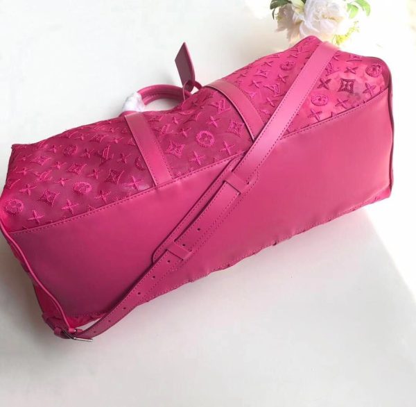 Replica 1:1 Clone Louis Vuitton Keepall Bandouliere Monogram 50 Pink 2 Replica 1:1 Clone Louis Vuitton Keepall Bandouliere Monogram 50 Pink