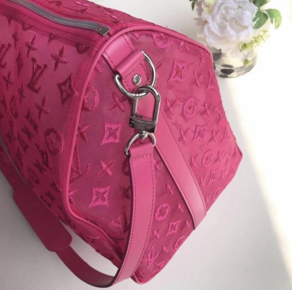 Replica 1:1 Clone Louis Vuitton Keepall Bandouliere Monogram 50 Pink 3 Replica 1:1 Clone Louis Vuitton Keepall Bandouliere Monogram 50 Pink