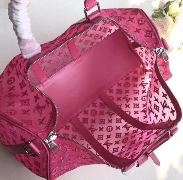 Replica 1:1 Clone Louis Vuitton Keepall Bandouliere Monogram 50 Pink 7 Replica 1:1 Clone Louis Vuitton Keepall Bandouliere Monogram 50 Pink