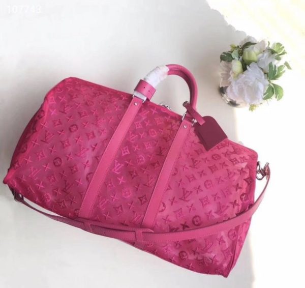 Replica 1:1 Clone Louis Vuitton Keepall Bandouliere Monogram 50 Pink 8 Replica 1:1 Clone Louis Vuitton Keepall Bandouliere Monogram 50 Pink