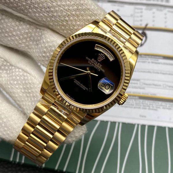 Super Clone Replica Day Date - Gold/Black President 26 Replica Super Clone Day Date Rolex