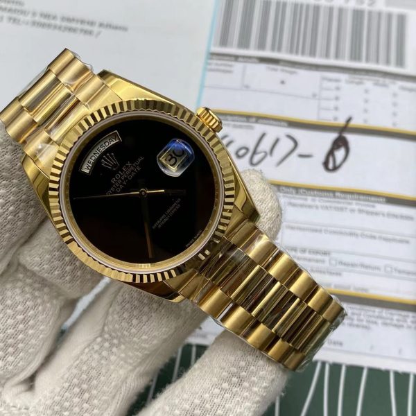 Super Clone Replica Day Date - Gold/Black President 24 Replica Super Clone Day Date Rolex